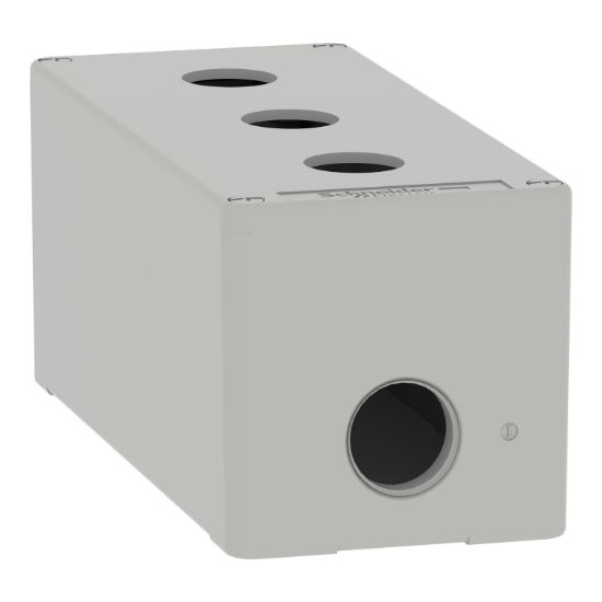 Picture of Die cast empty control station, Harmony XAP, XB2 SL, zinc alloy, grey, M25, 3 cut outs 22mm, 80x175x77mm