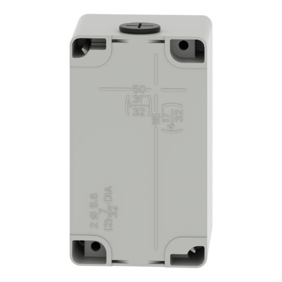 Picture of Empty control station, Harmony XAP, XB2 SL, zinc alloy, grey, M20, 2 cut outs 30mm with notches, 80x130x77mm, UL cULus