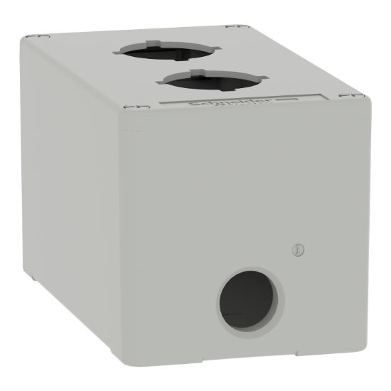 Picture of Empty control station, Harmony XAP, XB2 SL, zinc alloy, grey, M20, 2 cut outs 30mm with notches, 80x130x77mm, UL cULus