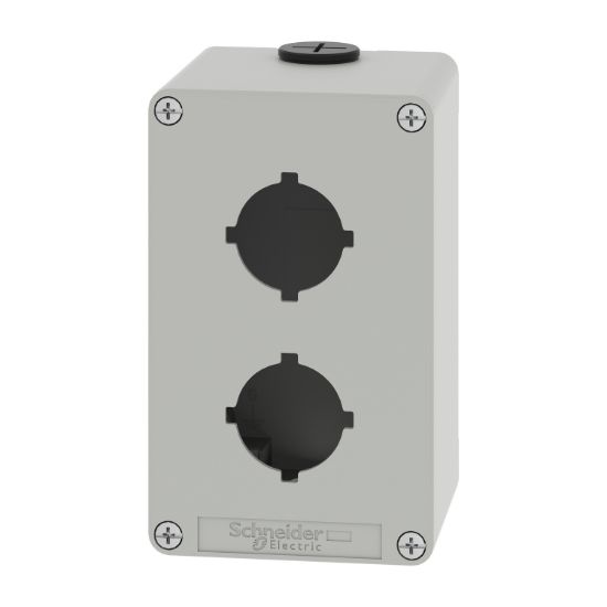 Picture of Empty control station, Harmony XAP, XB2 SL, zinc alloy, grey, M20, 2 cut outs 30mm with notches, 80x130x77mm, UL cULus