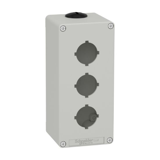 Picture of Empty control station, Harmony XAP, XB2 SL, zinc alloy, grey, M25, 3 cut outs 30mm with notches, 80x175x77mm