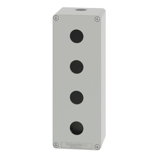 Picture of Die cast empty control station, Harmony XAP, XB2 SL, zinc alloy, grey, M25, 4 cut outs 22mm, 80x220x77mm
