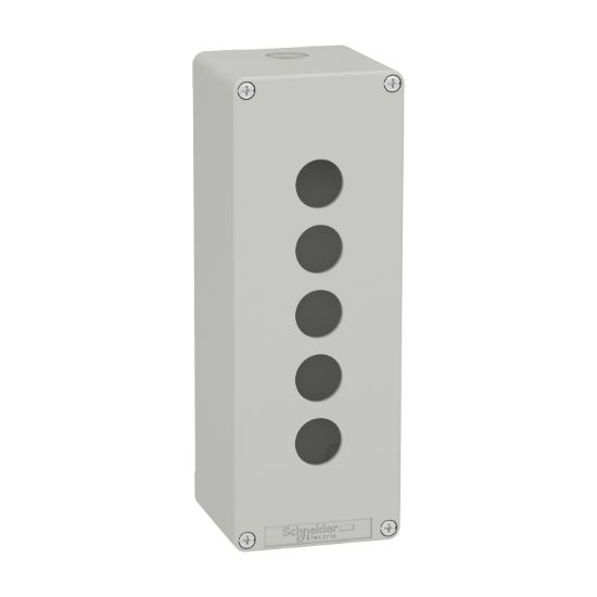 Picture of Die cast empty control station, Harmony XAP, XB2 SL, zinc alloy, grey, M25, 5 cut outs 22mm, 80x220x77mm