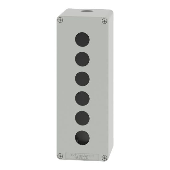 Picture of Die cast empty control station, Harmony XAP, XB2 SL, zinc alloy, grey, M25, 6 cut outs 22mm, 80x220x77mm