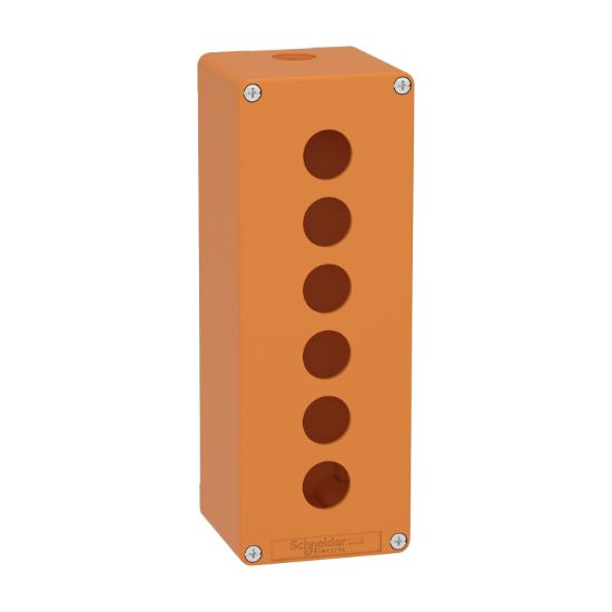Picture of Empty control station, Harmony XAP, XB2 SL, zinc alloy, orange, M25, 6 cut outs 22mm, 80x220x77mm