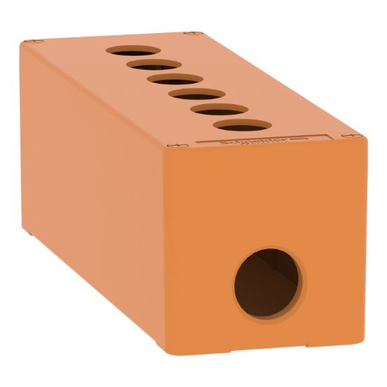 Picture of Empty control station, Harmony XAP, XB2 SL, zinc alloy, orange, M25, 6 cut outs 22mm, 80x220x77mm