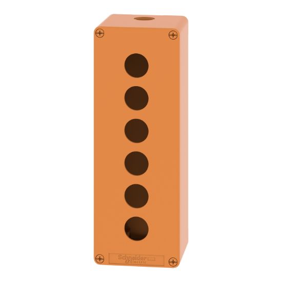 Picture of Empty control station, Harmony XAP, XB2 SL, zinc alloy, orange, M25, 6 cut outs 22mm, 80x220x77mm
