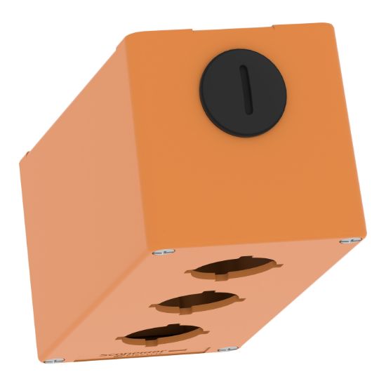 Picture of Empty control station, Harmony XAP, XB2 SL, zinc alloy, orange, M25, 3 cut outs 30mm with notches, 80x175x77mm