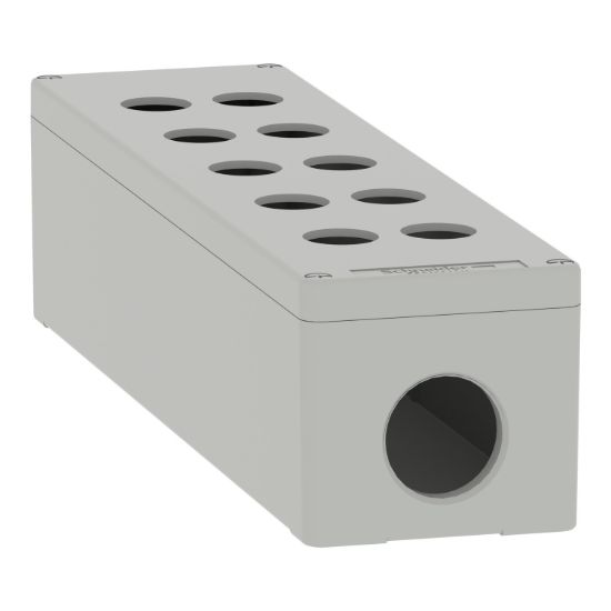 Picture of Die cast empty control station, Harmony XAP, XB2 SL, aluminium, grey, M32, 10 cut outs 22mm, 85x310x77mm