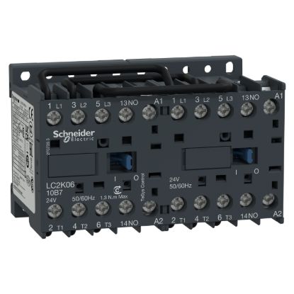 Picture of reversing Contactor, TeSys K, 3P, AC-3/AC-3e,<=440V 12A , 1NO, 220...230V AC
