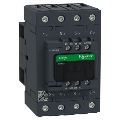 Picture of Contactor, TeSys Deca, 4P(4NO), AC-1, <=440V, 60A, 24...60V AC/DC coil, EverLink BTR screws