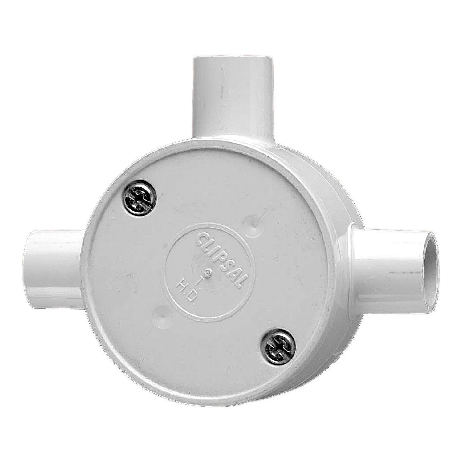 Picture of Round Junction Box, Clipsal - Cable Management, PVC, 16mm Entries, 3 Way