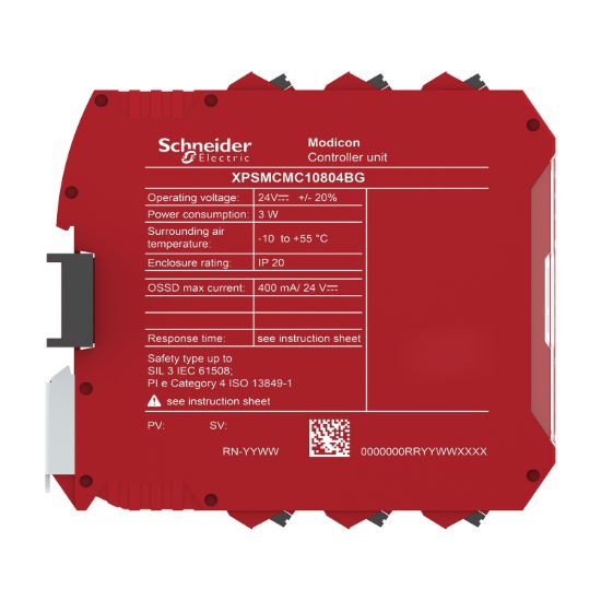 Picture of Safety controller, Modicon MCM, 8 inputs 4 outputs, combined with backplane expansion connector, spring