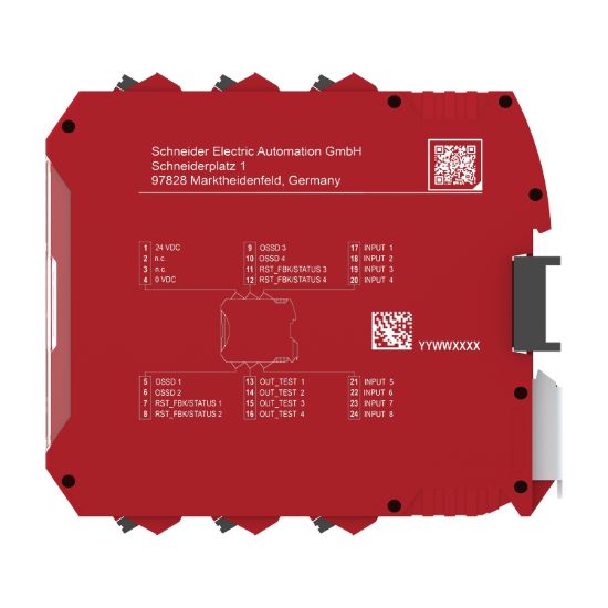 Picture of Safety controller, Modicon MCM, 8 inputs 4 outputs, combined with backplane expansion connector, spring