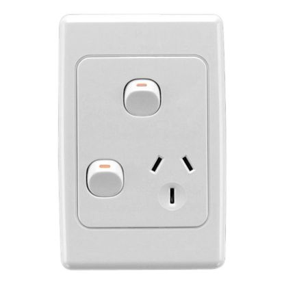Picture of Switched Socket Outlet, 2000 Series, Single, 250V, 10A, Vertical, Removable Extra Switch