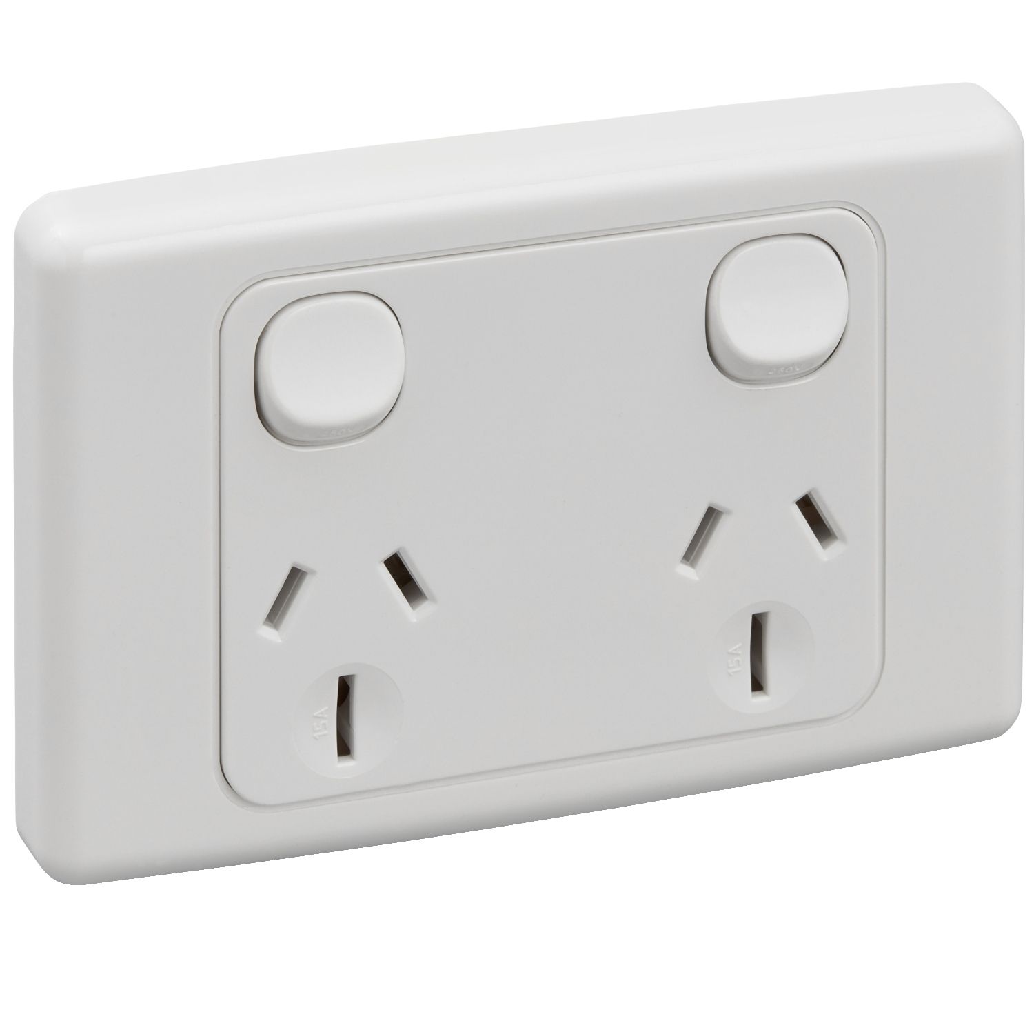 Picture of Twin Switch Socket Outlet, 2000 Series, 250V, 15A, 2 Pole