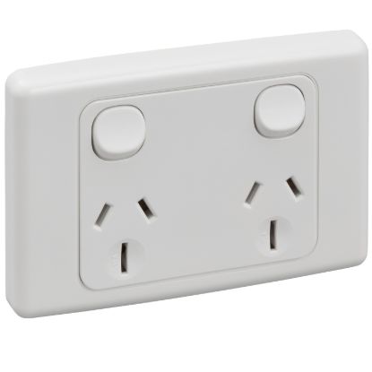Picture of Twin Switch Socket Outlet, 2000 Series, 250V, 15A, 2 Pole