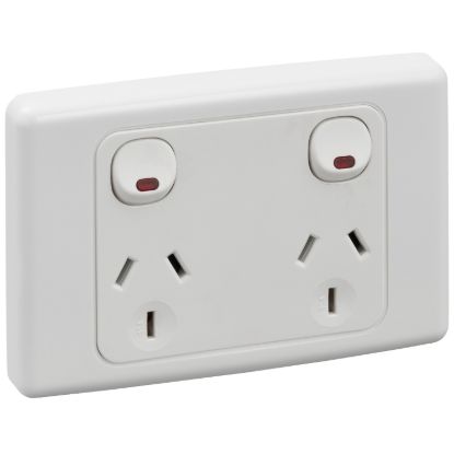 Picture of Twin Switch Socket Outlet, 2000 Series, 250V, 10A, 2 Pole