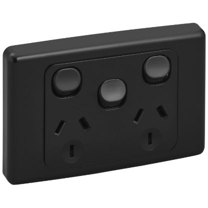 Picture of Twin Switch Socket Outlet, 2000 Series, 250V, 10A, Removable Extra Switch