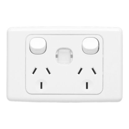 Picture of Twin Switch Socket Outlet, 2000 Series, 250V, 10A, Removable Plug Identification
