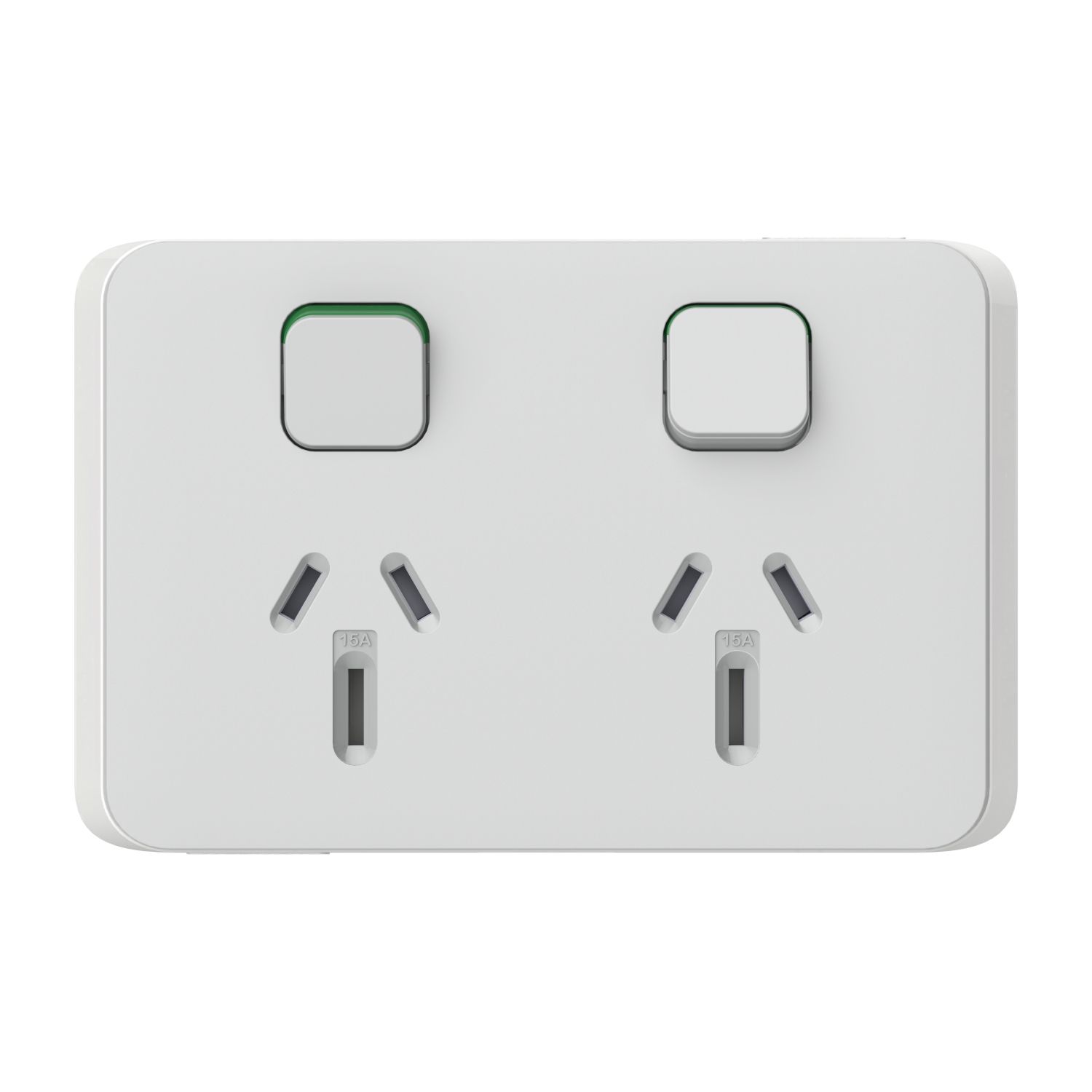 Picture of Double Power Point Skin, Clipsal Iconic, Horizontal Mount, 15A, 250V, Clip-On