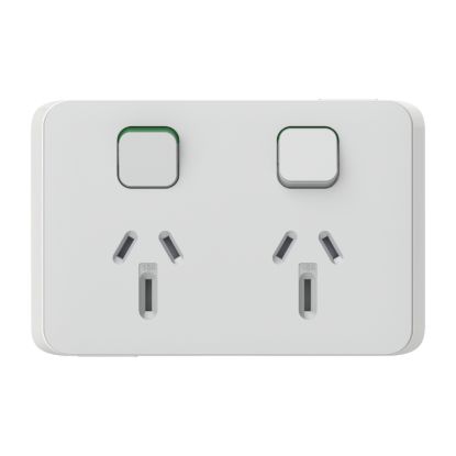 Picture of Double Power Point Skin, Clipsal Iconic, Horizontal Mount, 15A, 250V, Clip-On