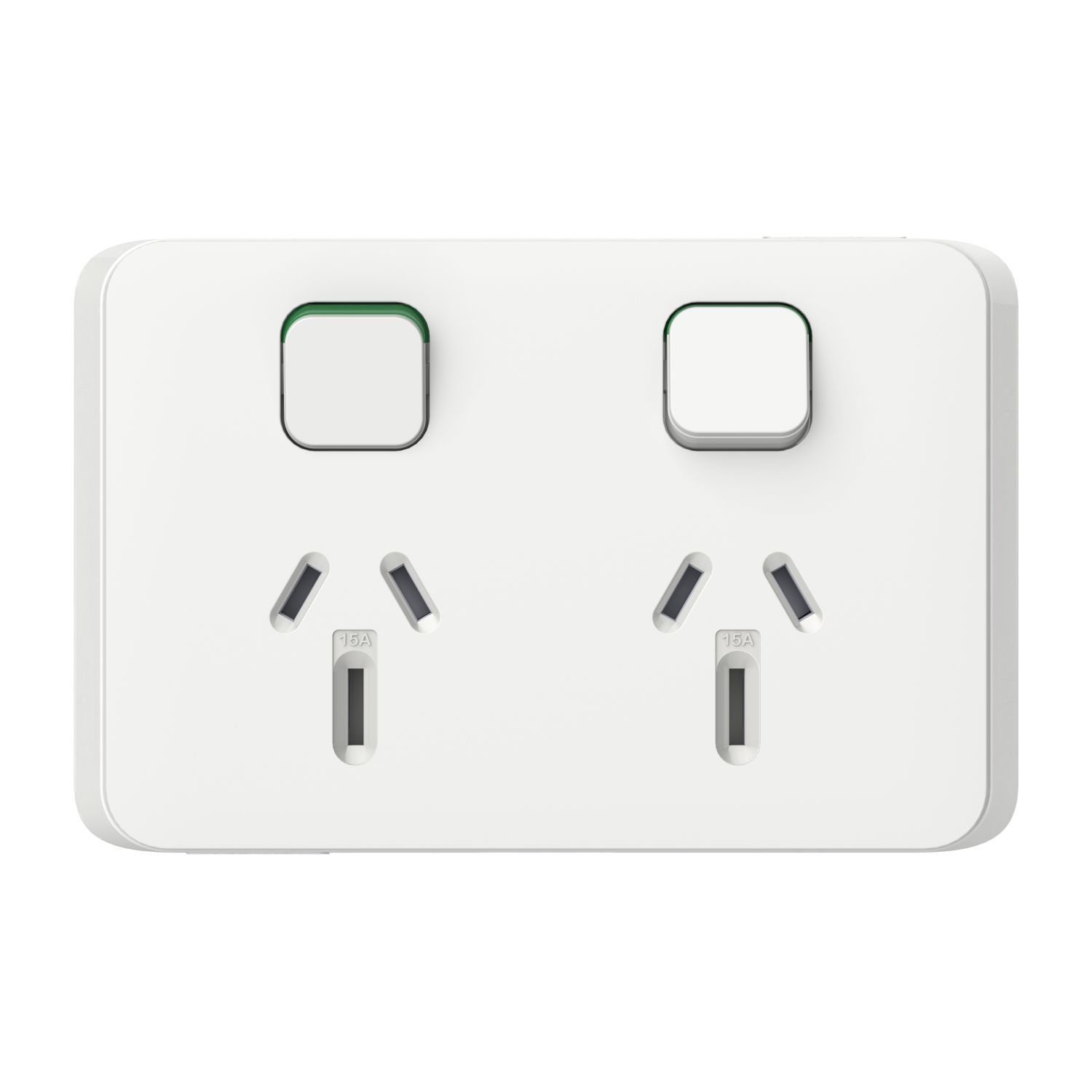 Picture of Double Power Point Skin, Clipsal Iconic, Horizontal Mount, 15A, 250V, Clip-On