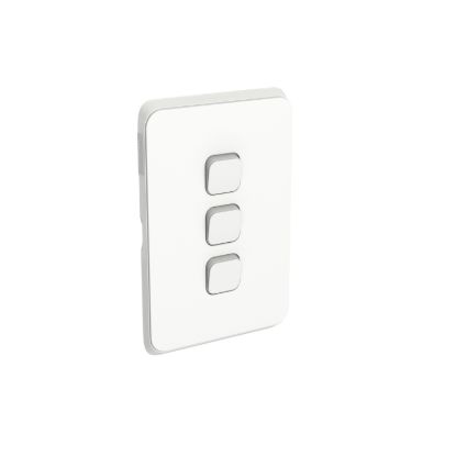 Picture of Flush Switch, Clipsal Iconic, 3 Gang, Vertical Mount, 1-Way/2-Way, 230/240V 10AX