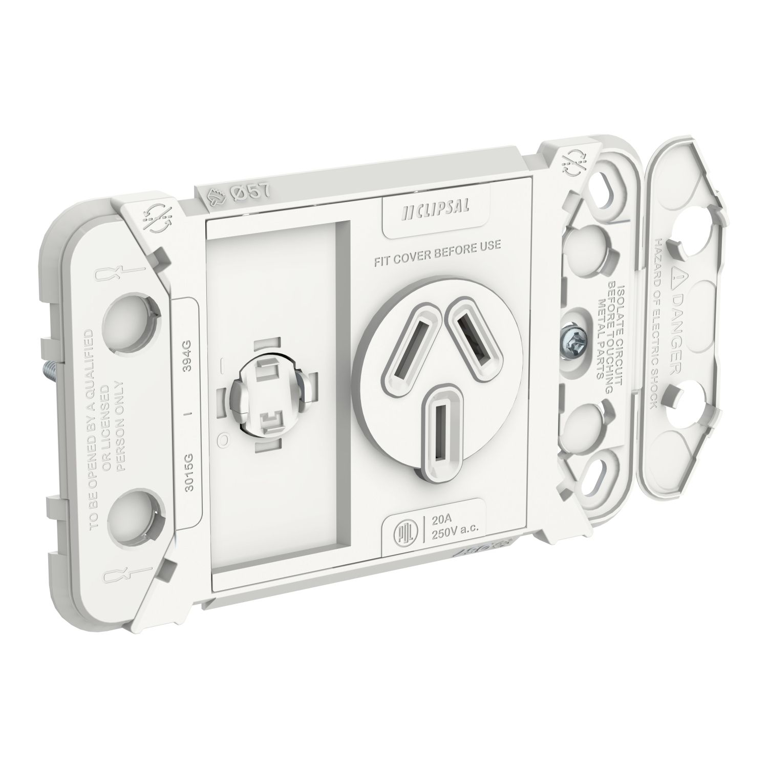 Picture of Grid Socket, Clipsal Iconic, Horizontal Single, 20A, 250V