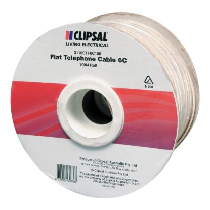 Picture of Telephone Cable, Clipsal Actassi, Flat Stranded 6 Core, 100 Metre Roll