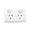Picture of Twin Switch Socket Outlet, Standard Series, 250V, 10A, Standard Size, Safety Shutter