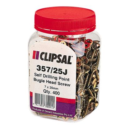 Picture of Bugle Head, Clipsal - General Accessories, Self Drilling Point, 7 X 25mm, Jar 400