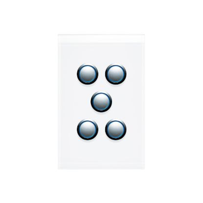 Picture of Push Button Switch LED, Saturn Series, 5 Gang, 250V, 16AX/20A