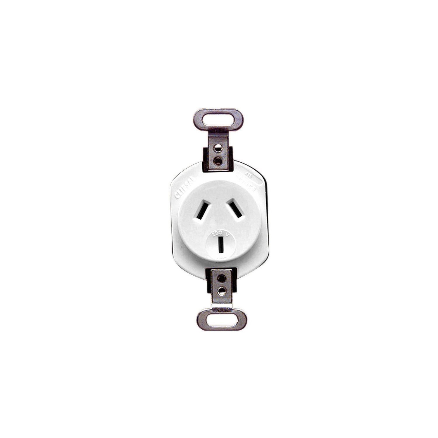 Picture of Power Outlet, Standard Series, Single, Flush Mount, 250V 10A, 3 pin