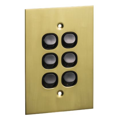 Picture of Flush Switch, Metal Plate Series, 6 Gang, 250VAC, 10A, Range, BBSL Style, Standard, Vert