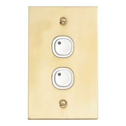 Picture of Flat Plate, C-Bus Control and Management System, Key Input, 2 Gang, B Style, Learn Enabled, Brass