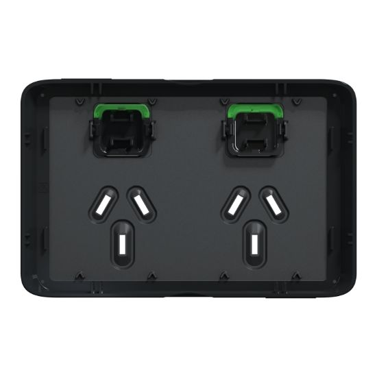 Picture of Double Power Point Skin, Clipsal Iconic, Horizontal Mount, 250V, 10A, Clip-On