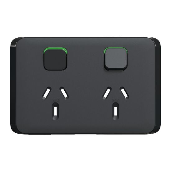 Picture of Double Power Point Skin, Clipsal Iconic, Horizontal Mount, 250V, 10A, Clip-On