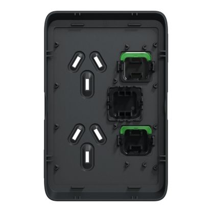 Picture of Double Power Point Skin with Extra Switch, Clipsal Iconic, Vertical Mount, 250V, 10A, Clip-On