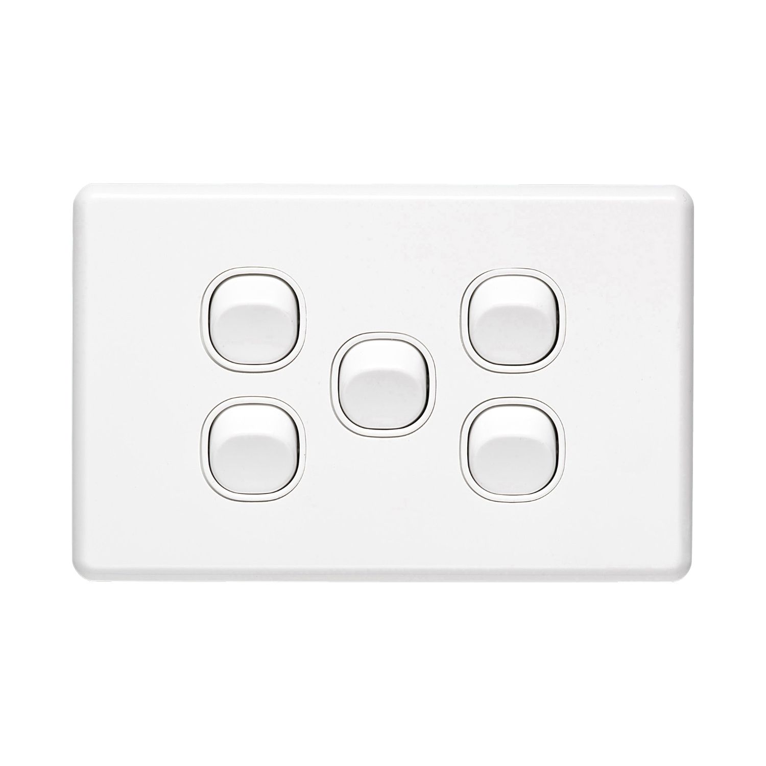 Picture of Flush Switch, Classic C2000 Series, 5 Gang, 250VAC, 10A, Standard, Horizontal