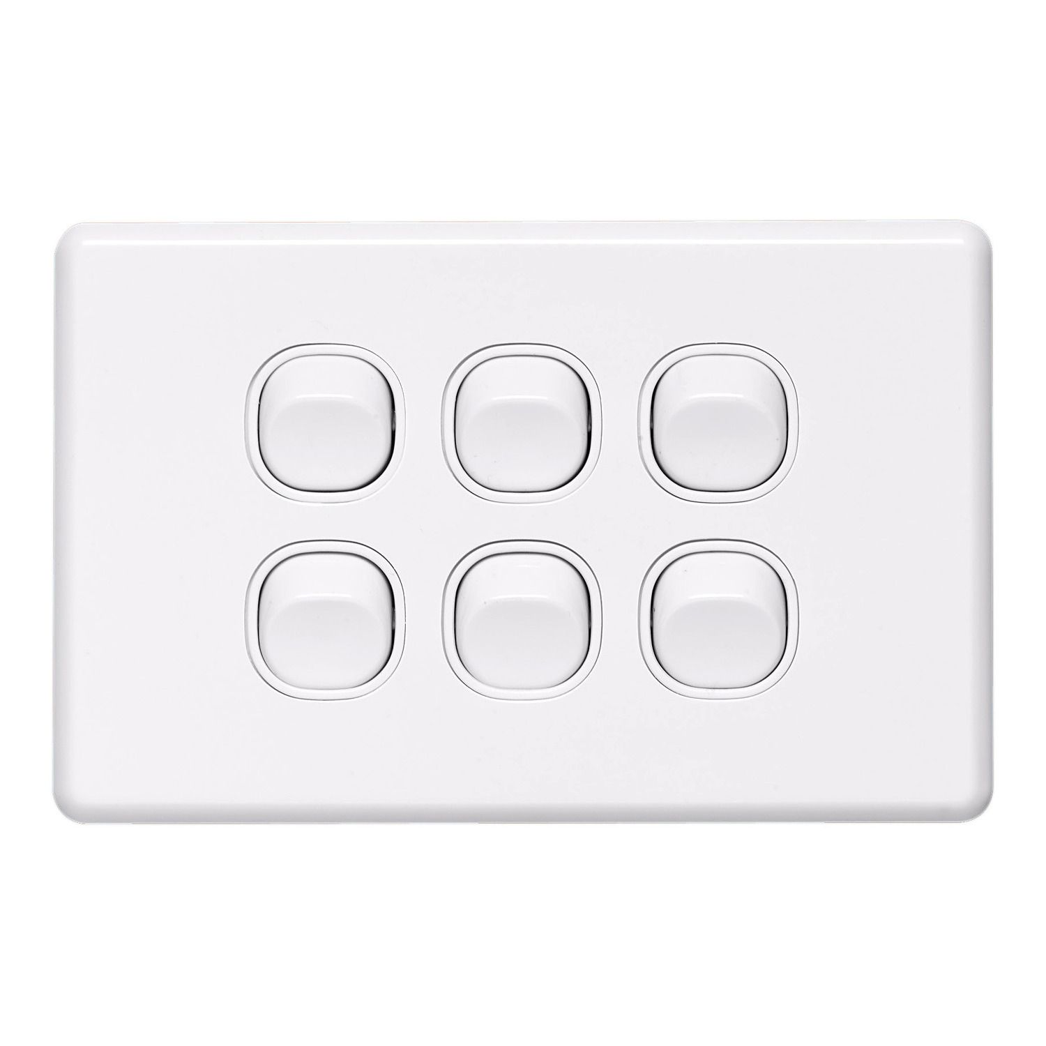 Picture of Flush Switch, Classic C2000 Series, 6 Gang, 250VAC, 10A, Standard, Horizontal