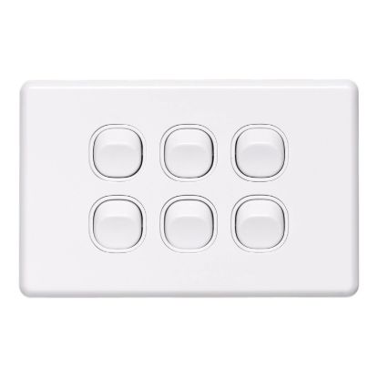 Picture of Flush Switch, Classic C2000 Series, 6 Gang, 250VAC, 10A, Standard, Horizontal