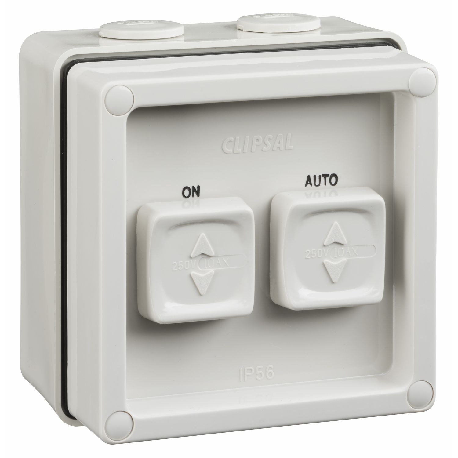 Picture of Surface Switch, Clipsal - 56 Series, 2 Gang, 1 Pole, 250VAC, 10A, Twin Sliding, Auto/Man/On/Off