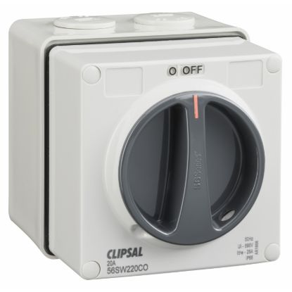 Picture of Surface Switch, Clipsal - 56 Series, 1 Gang, 2 Pole, 500VAC, 20A, Reversing and Changeover