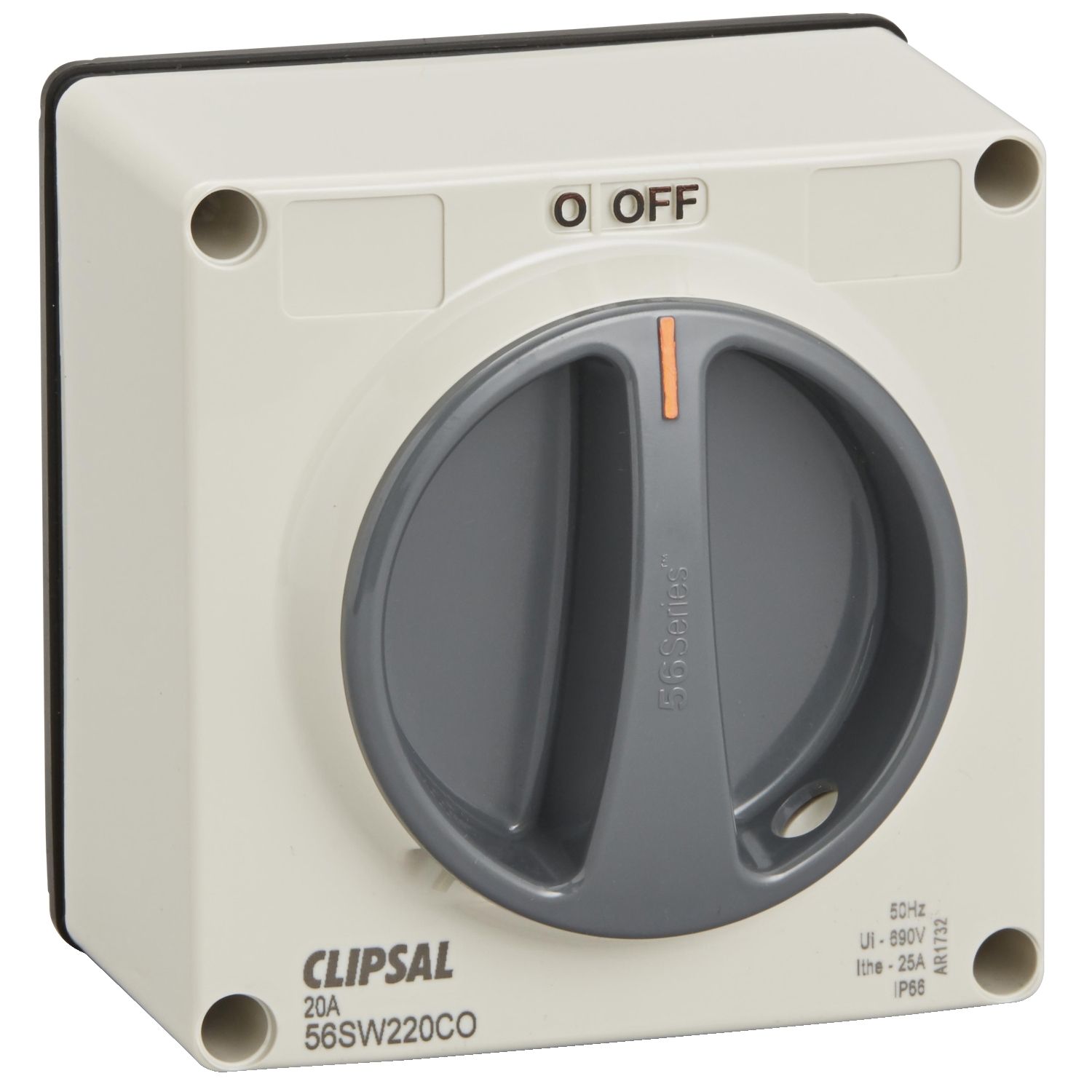Picture of Surface Switch, Clipsal - 56 Series, 1 Gang Changeover 20A Less Enclosure (With 7 Series Mechanism)