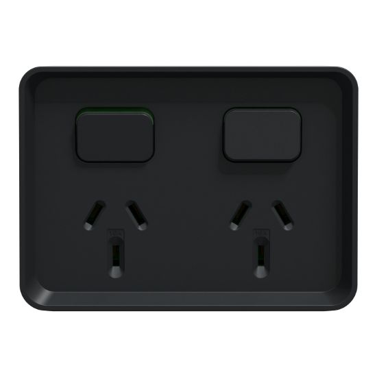 Picture of Twin Switched Socket Outlet, Clipsal Iconic Outdoor, Horizontal, 10A, 250V