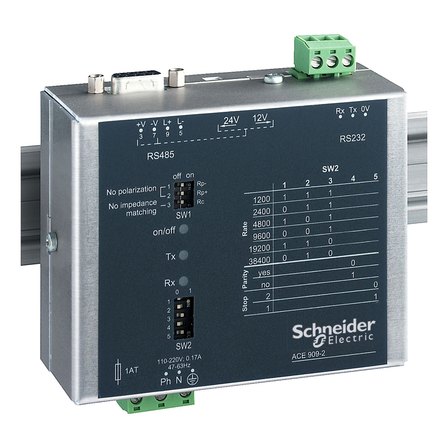 Picture of RS232/RS485 converter ACE909-2 for Sepam series 20, 40, 60, 80