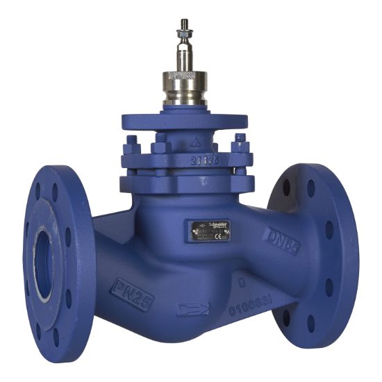 Picture of V292 Globe Valve, 2-Way, PN25, Flanged, DN100, 130 Kvs, Nodular Iron Body and Stainless Steel Trim, Stem Down Closed.