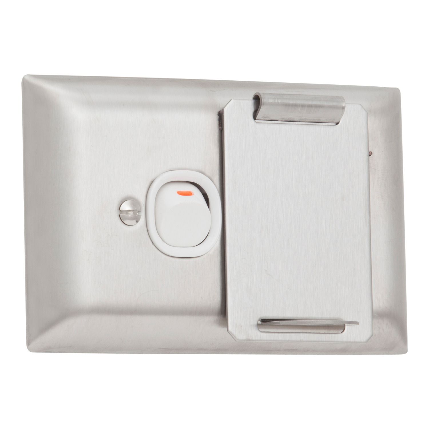 Picture of Single Switch Socket Outlet, Metal Plate Series, 250V, 10A, A Style Deep Curved Plate, Lockable Flap