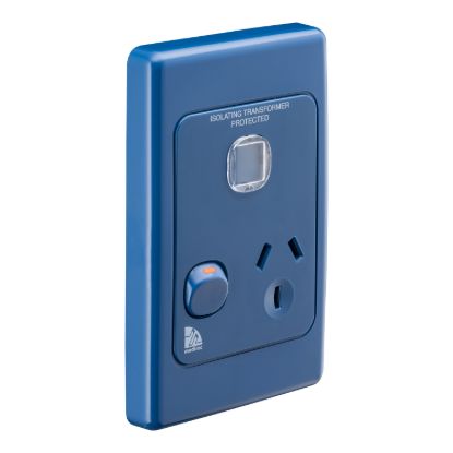 Picture of Single Switch Socket Outlet, Medilec, 250V, 10A, Vertical, 2 Pole, 10A, 250V